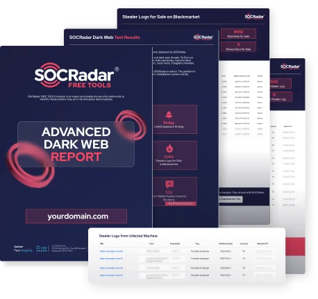 SOCRadar Advanced Dark Web Report and stealer log intelligence visuals
