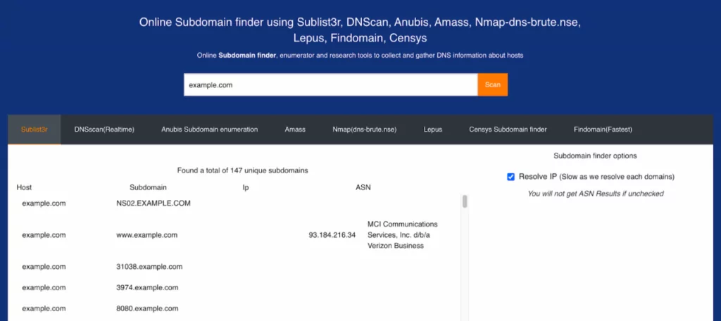 Free subdomain finder online 🛡️ find subdomains of domain