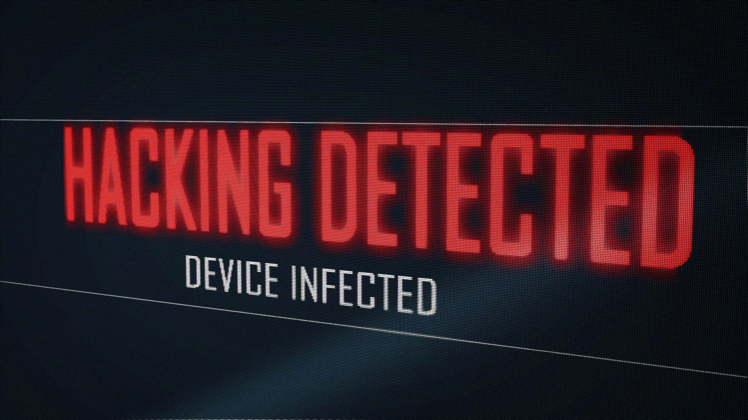 Hacking detected device infected from virus on computer screen pixel