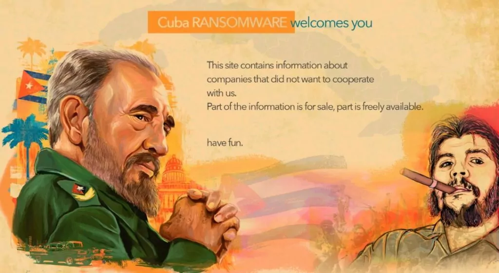 Dark Web Site of The Cuba Ransomware Group