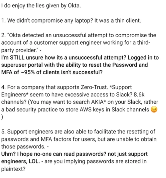 Lapsus$’s response to Okta’s statement confirming the breach 