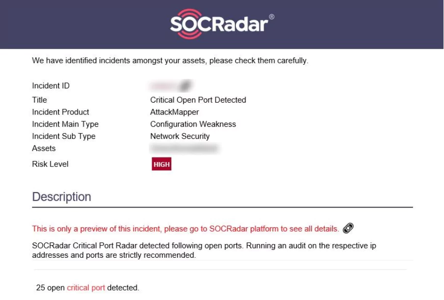 An example alert created by SOCRadar’s AttackMapper 