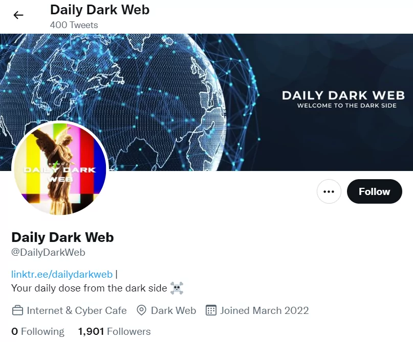 The Daily Dark Web Twitter account has managed to reach a remarkable number of followers in a short time with its up-to-date posts.