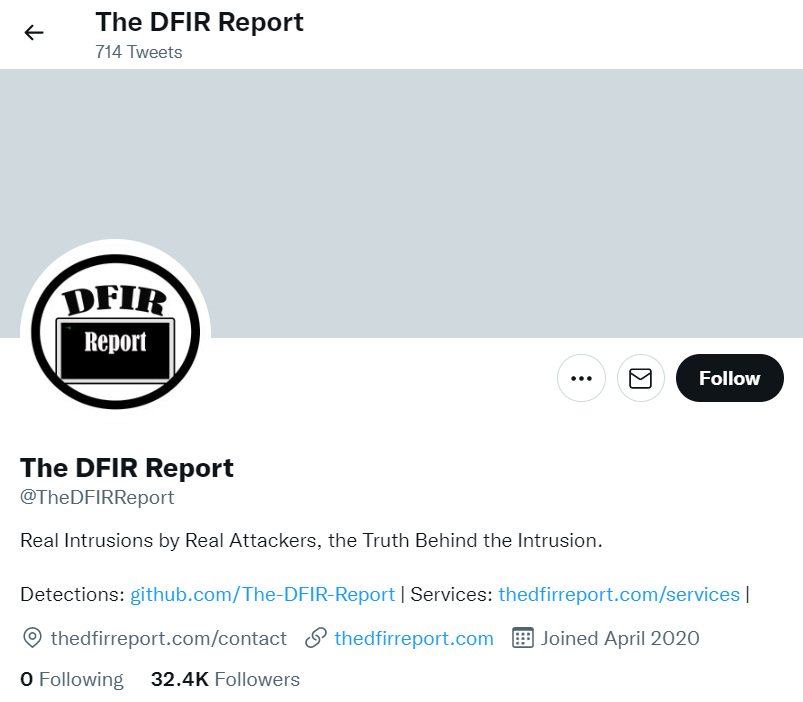 The DFIR Report also offers some services. Check out its website.