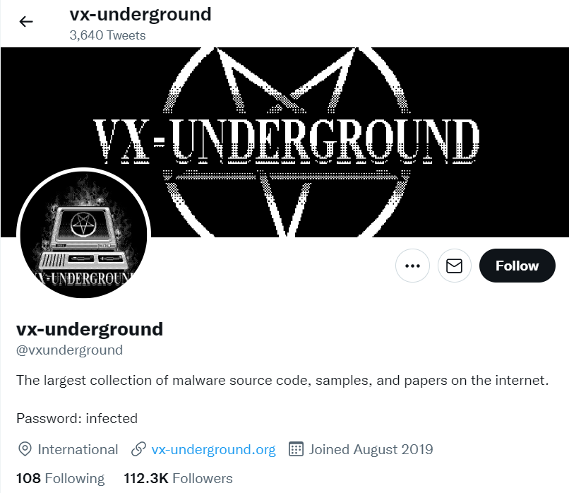 vx-underground is the most extensive library of cyber threats on the web.