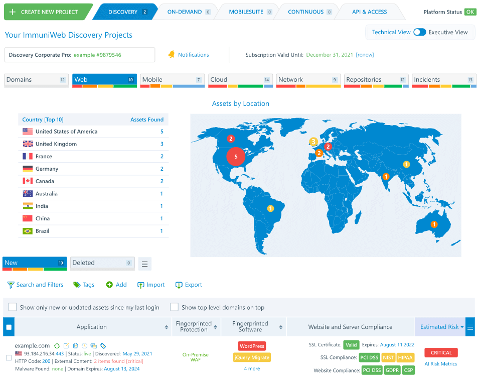 ImmuniWeb Discovery has both a vulnerability scanner and an attack surface monitor module.