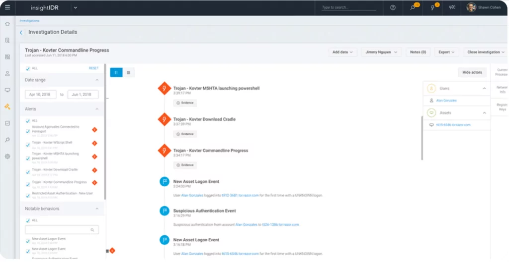 InsightIDR platform is a SIEM solution for threat detection and response.