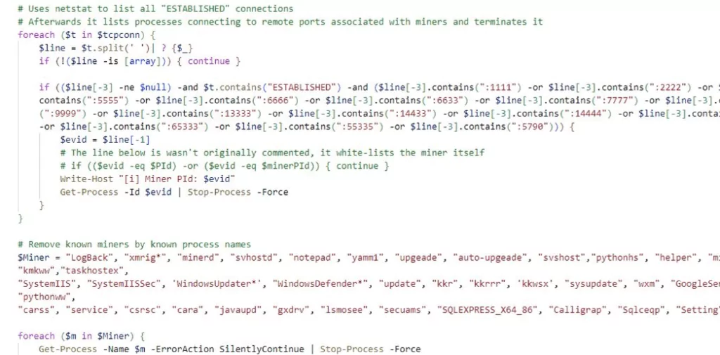 z0Miner terminating other Miner apps (Source: AhnLab)