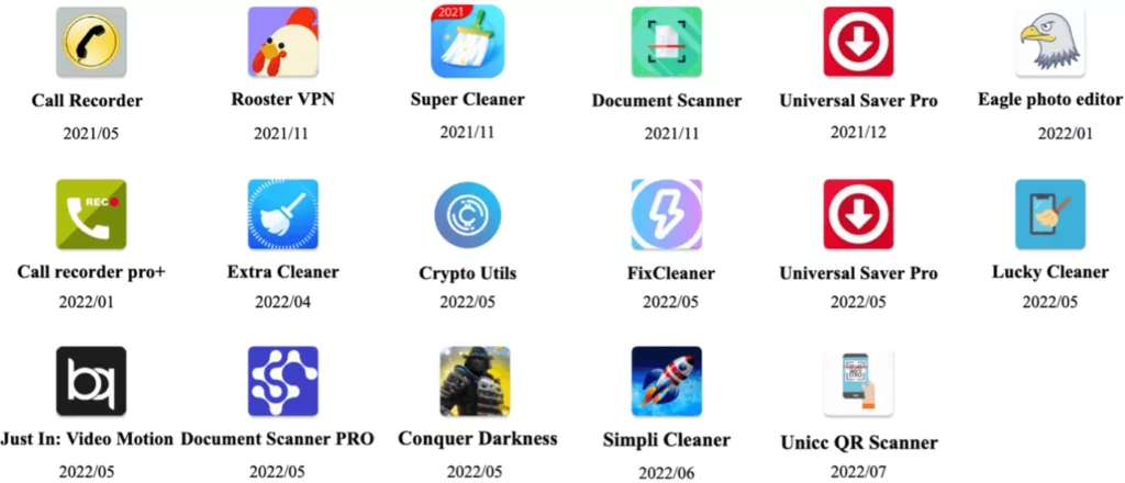 Malicious DawDropper apps (Source: Trend Micro) 