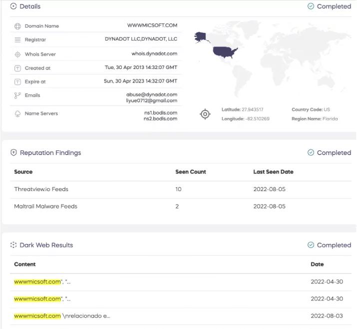 SOC teams can search for IOCs and get detailed results on IOC Radar.