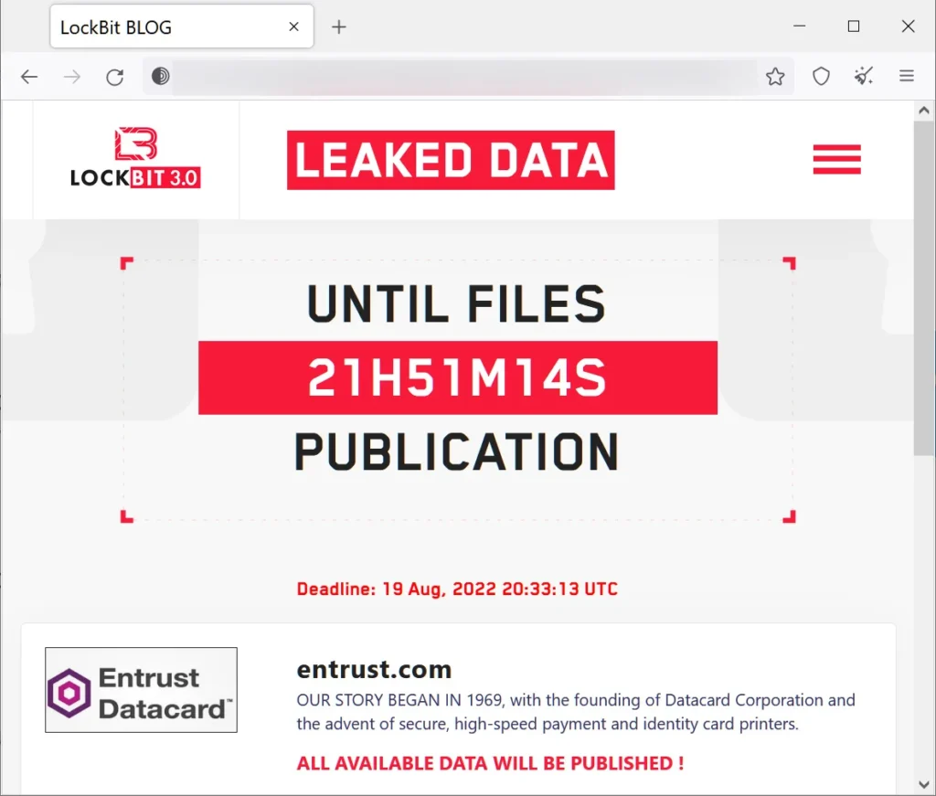 LockBit’s Entrust leak page