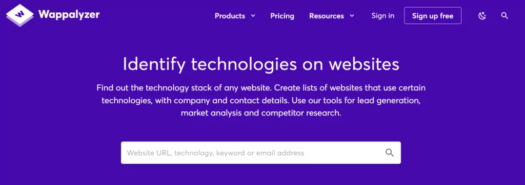 Wappalyzer extension detects which technologies are used to develop a specific website.