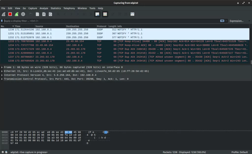 Wireshark is an open-source network protocol analyzer.