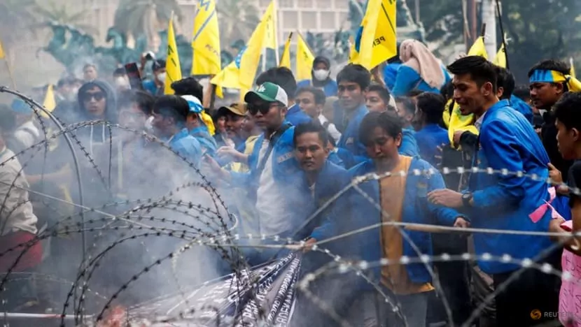 University students protesting the government with the hike in subsidized fuel prices in Jakar, Indonesia