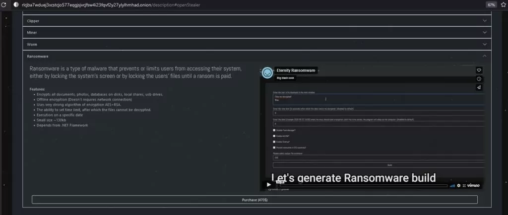 Ransomware build example by Eternity