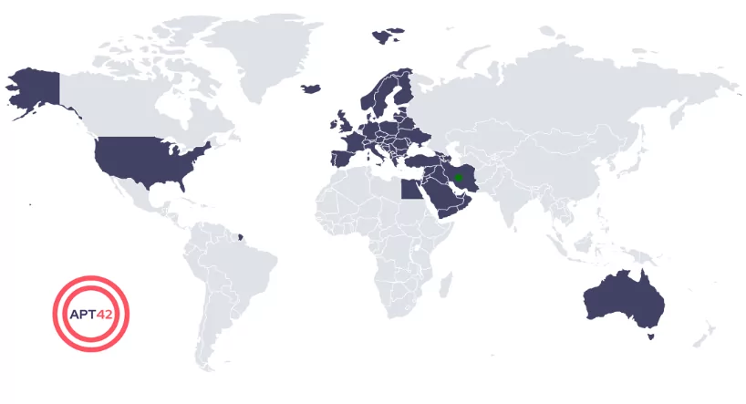 Countries affected by APT42 (Source: SOCRadar)