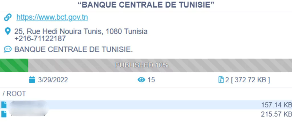 Conti ransomware group’s post about the Central Bank of Tunisia