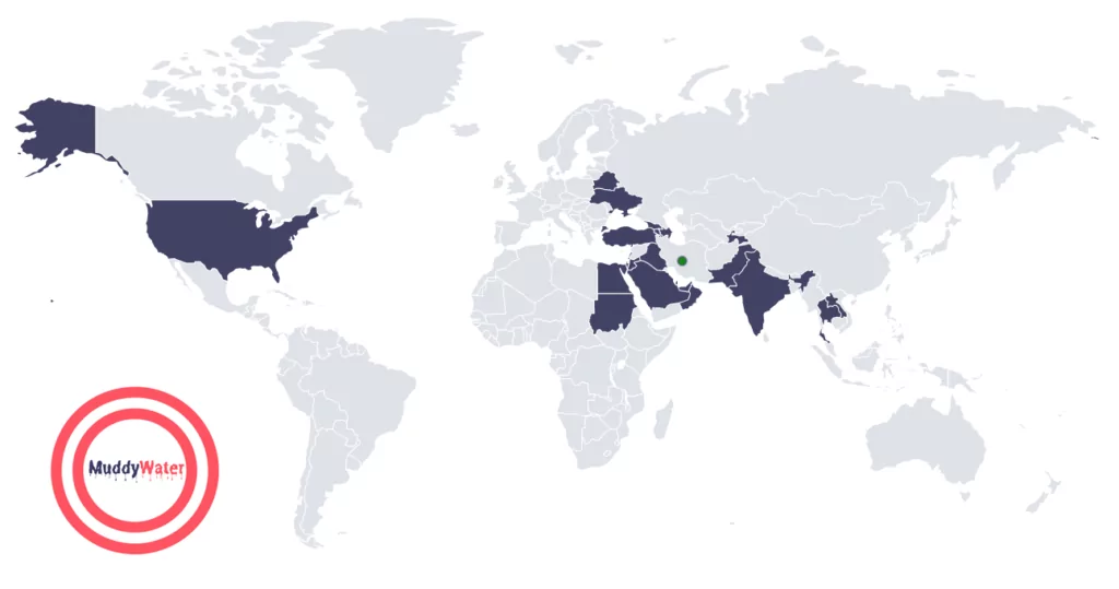 Countries affected by MuddyWater