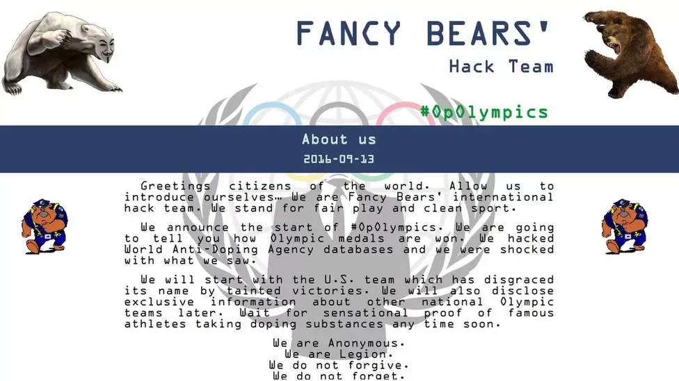 Fancy Bears’ announcement about 2016 Olympics