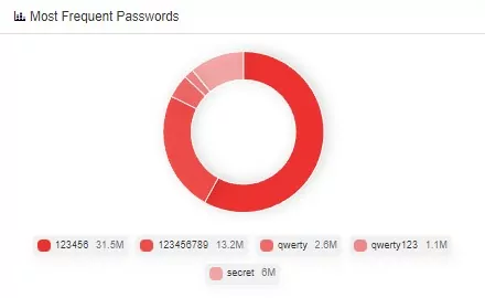 Most frequent passwords in SOCRadar XTI Platform 