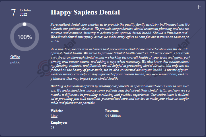 Royal’s post about the Happy Sapiens Dental
