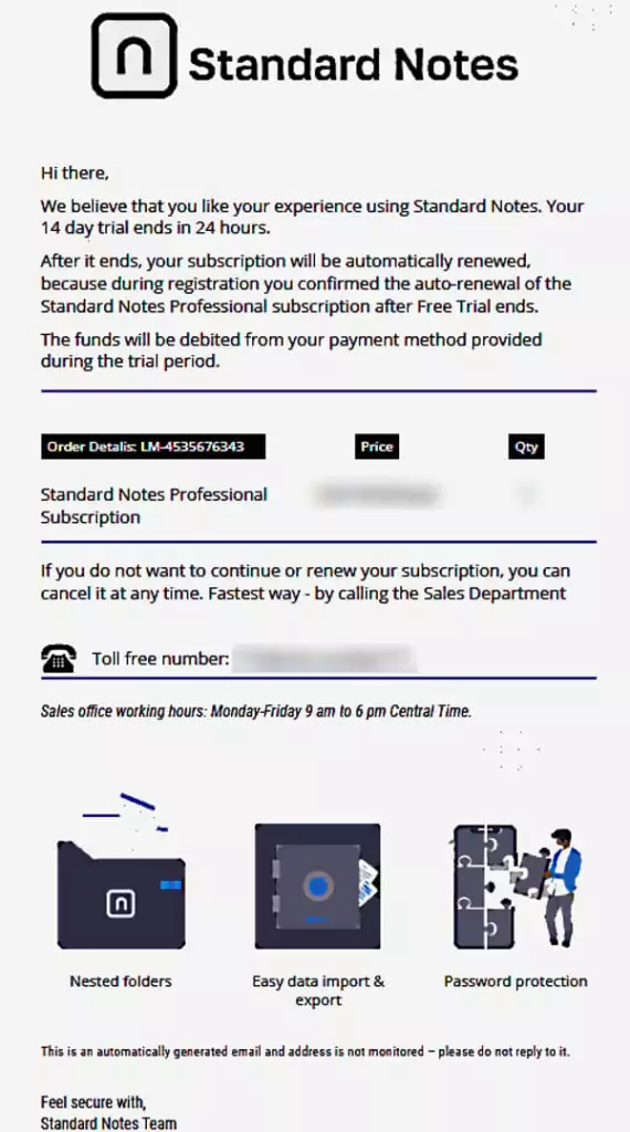 An example of Royal’s callback phishing mail (Source: Bleeping Computer) 