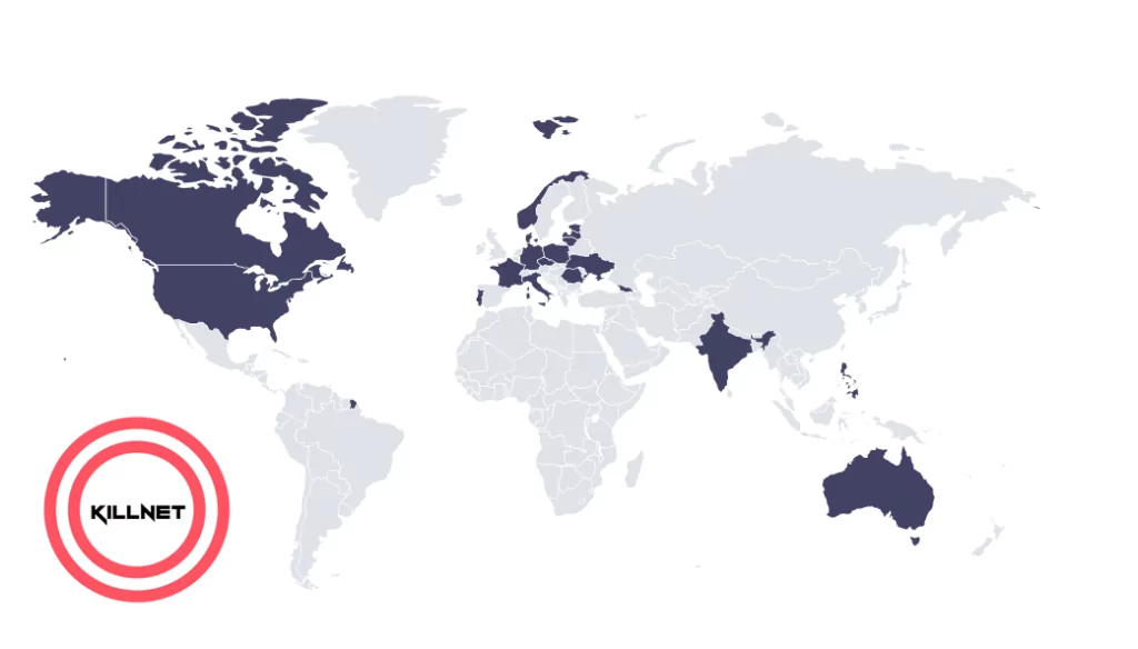 Countries affected by Killnet (Source: SOCRadar)