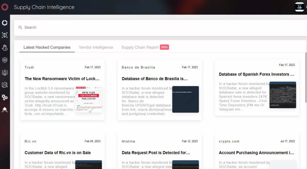 SOCRadar XTI Supply Chain Intelligence Module