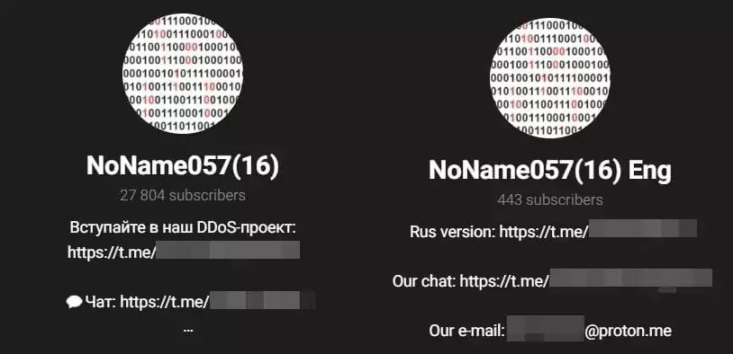 Noname057(16)’s main Telegram channel and its English version.
