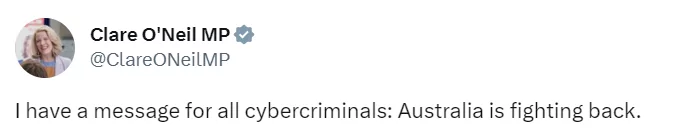 Clare O'Neil's tweet on November 13. Australian Federal Police (AFP) and State and Territory Police Forces have participated in Genesis Market's shutdown.