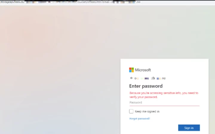 bec attack fake outlook login page