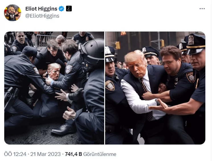 AI generated images of former U.S. President Donald Trump getting arrested (Source: Twitter)