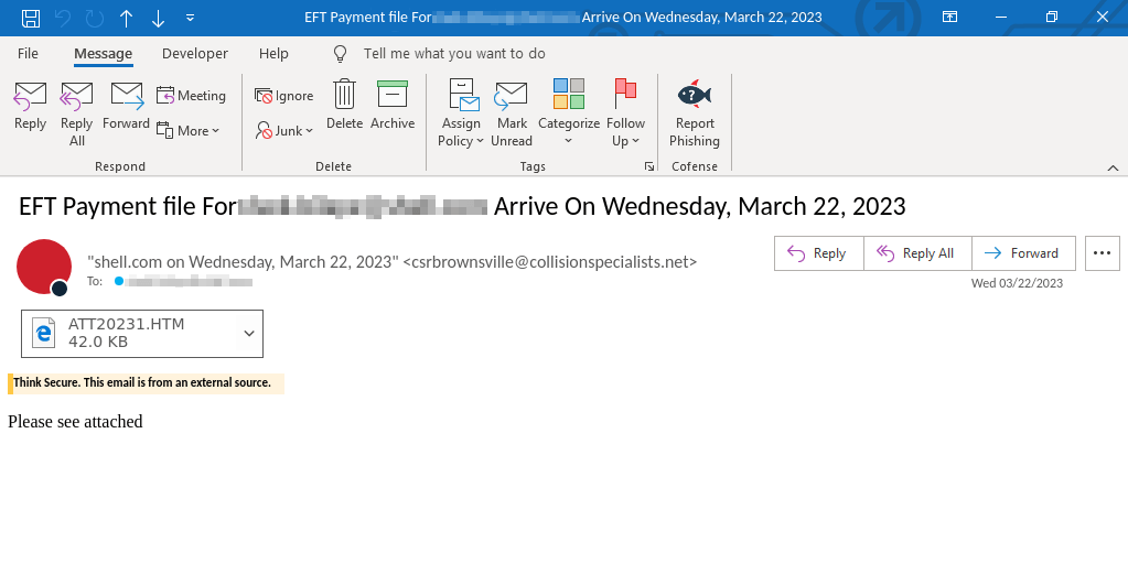 Microsoft phishing email body