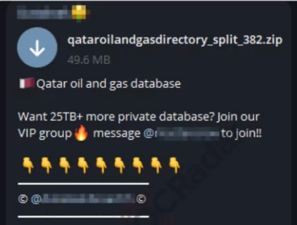 Alleged data leak belonging to Qatar Oil and Gas companies. 