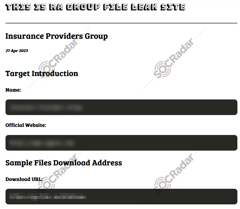 SOCRadar Dark Web Team keeps monitoring RA Group's activity.