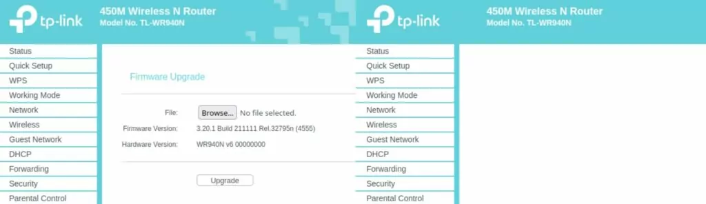 TP-Link management interface.