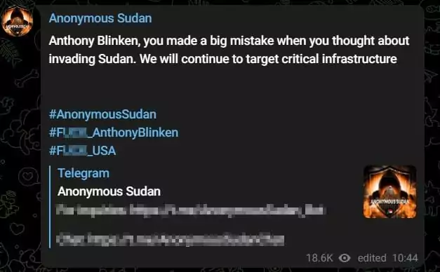 anonymous sudan anthony blinken 
