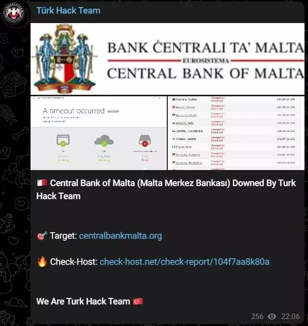 ddos attack on central bank of malta