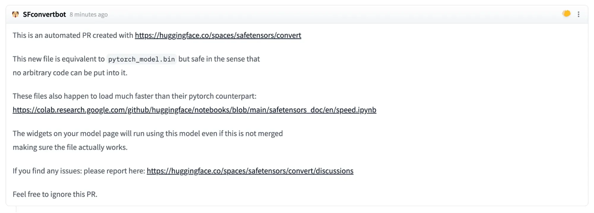 A pull request issued by SFconvertbot (Source: HiddenLayer Report)
