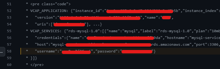 Exposed credentials, github
