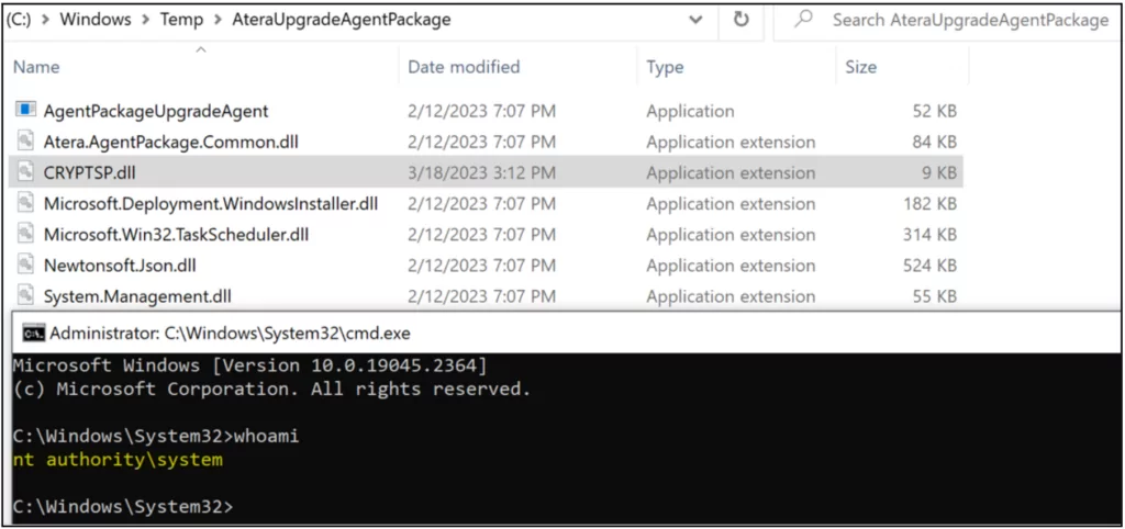 Local privilege escalation via DLL hijacking. (Source: Mandiant.com), Atera