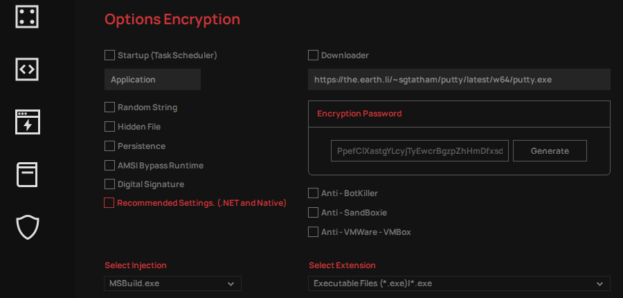 FUD Crypter Options