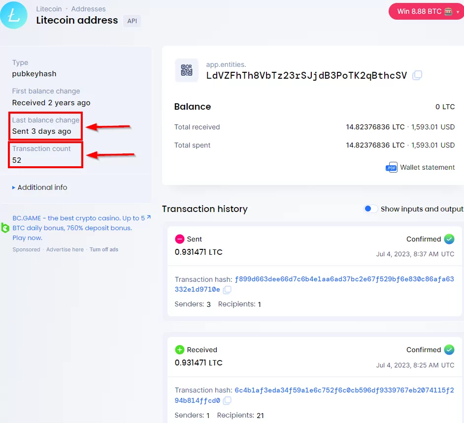 More information about LTC transactions, FUD