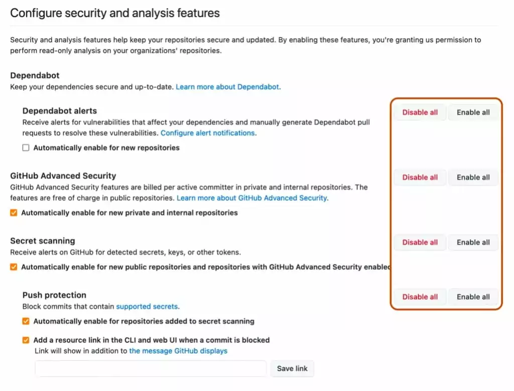 GitHub repository security features