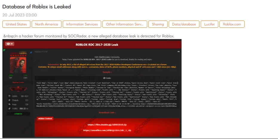 Roblox Data Breach, Unauthorized Access Sales, and Global Leaks