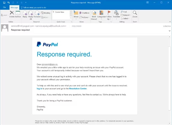 A phishing campaign is targeting PayPal customers by using PayPal's usual mail template to look legit.
