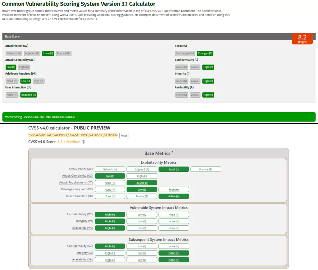 CVSS v3.1 vs. CVSS v4.0 Scoring