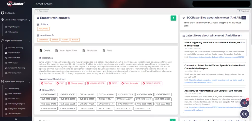 EMOTET Malware on SOCRadar