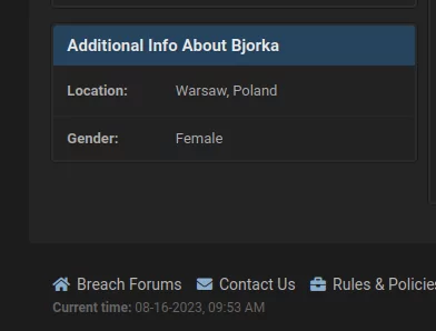 Figure 11. Additional information section of Bjorka’s Breach Forums profile
